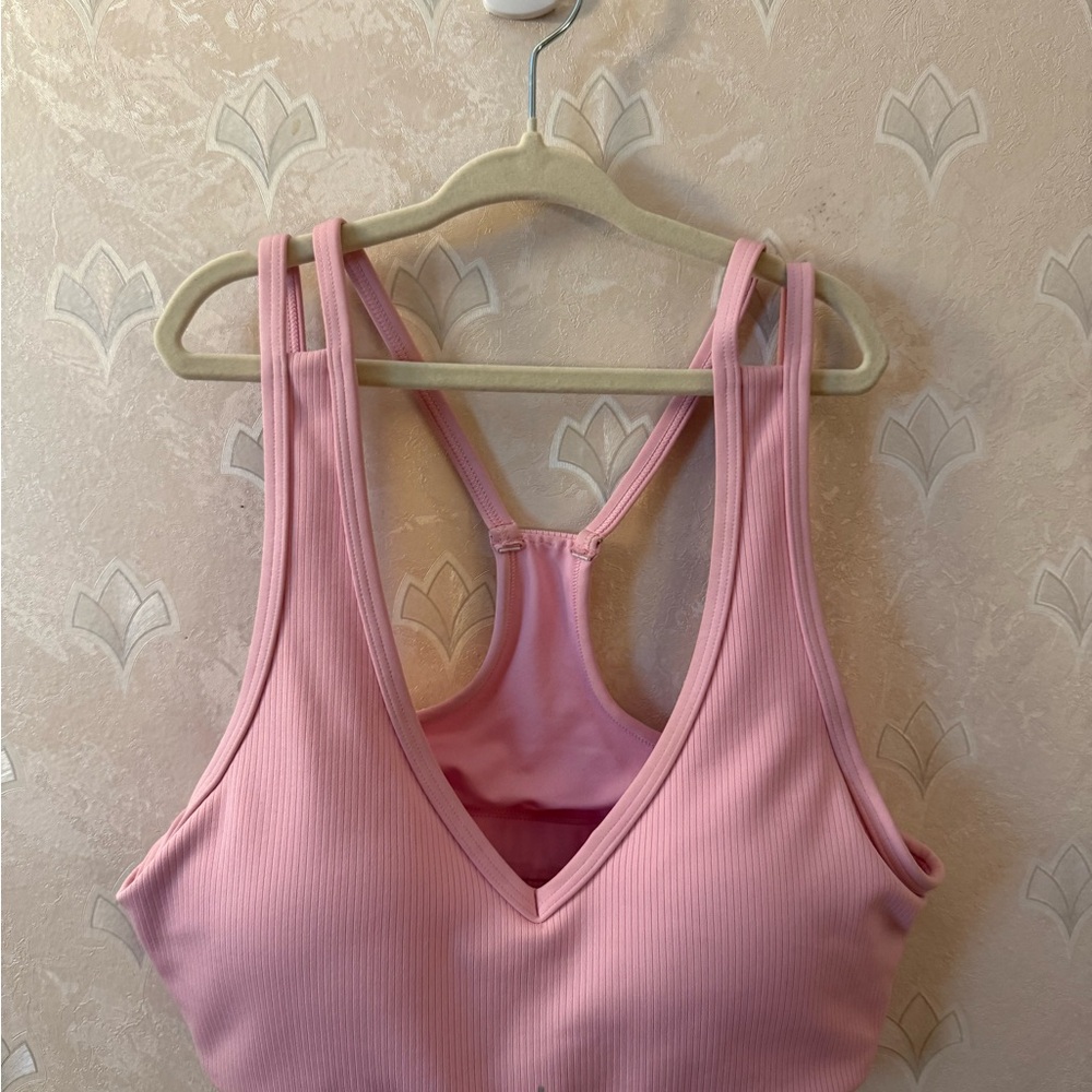 ALO Yoga Pink Ribbed Sports Bra